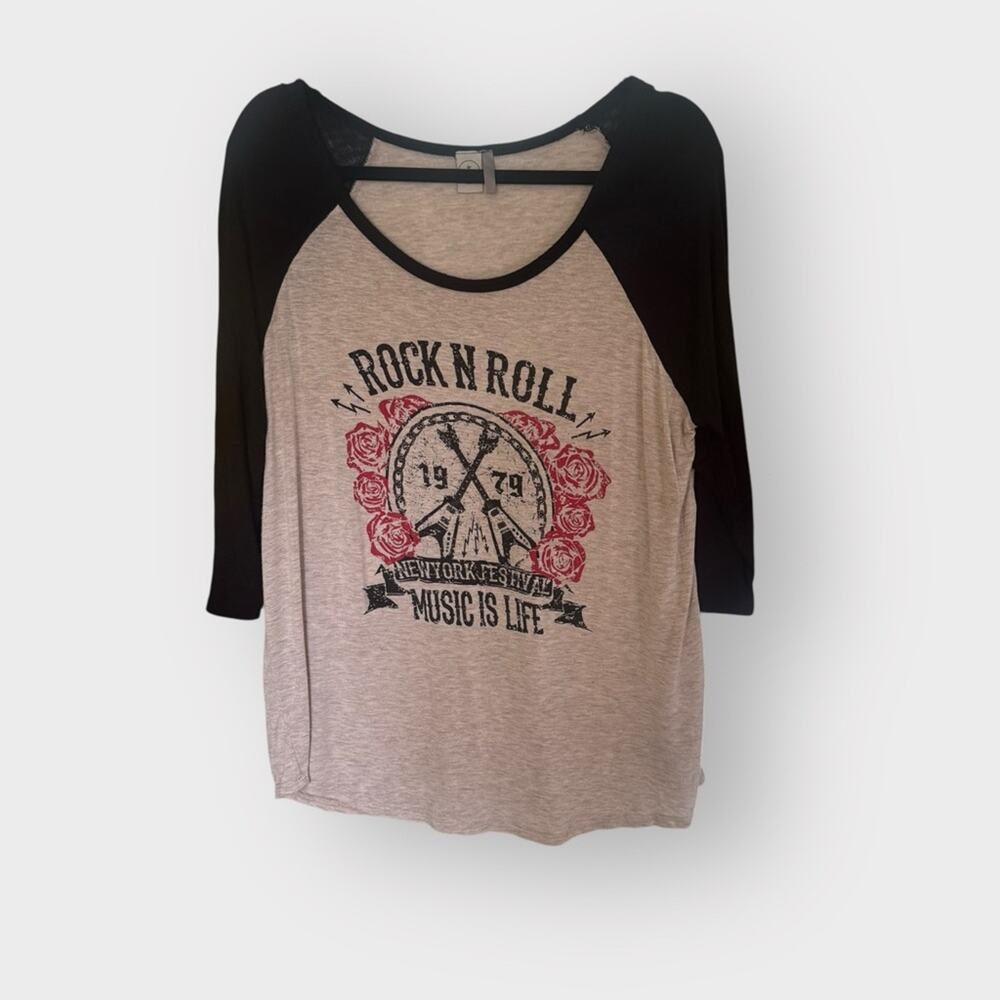 Paper Crane Music is Life baseball graphic Tshirt